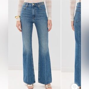 Ulla Johnson Denim Colette Jean Danube Wash Horsebit Gold Flare